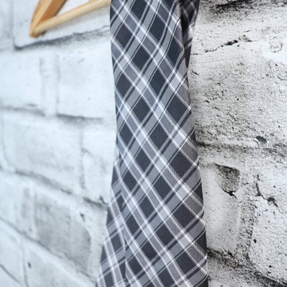 Michael Kors Necktie Men's 100% Black White Plaid Standard 58" Tartan - Picture 3 of 8